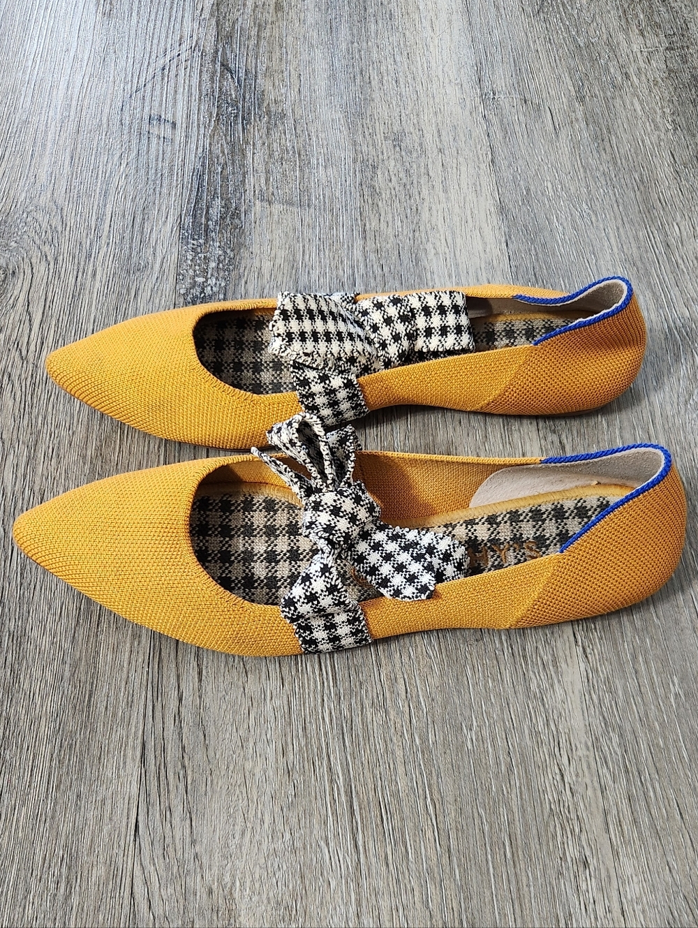 Rothys Golden Gingham Mary Jane Pointed Toe Flat - Picture 6 of 12